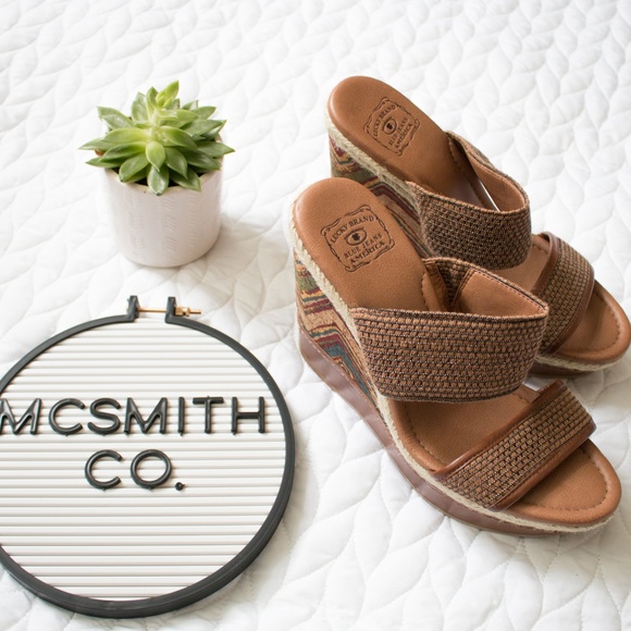 Lucky Brand Shoes - Lucky Brand | Slip On Chevron Cork Boho Wedges